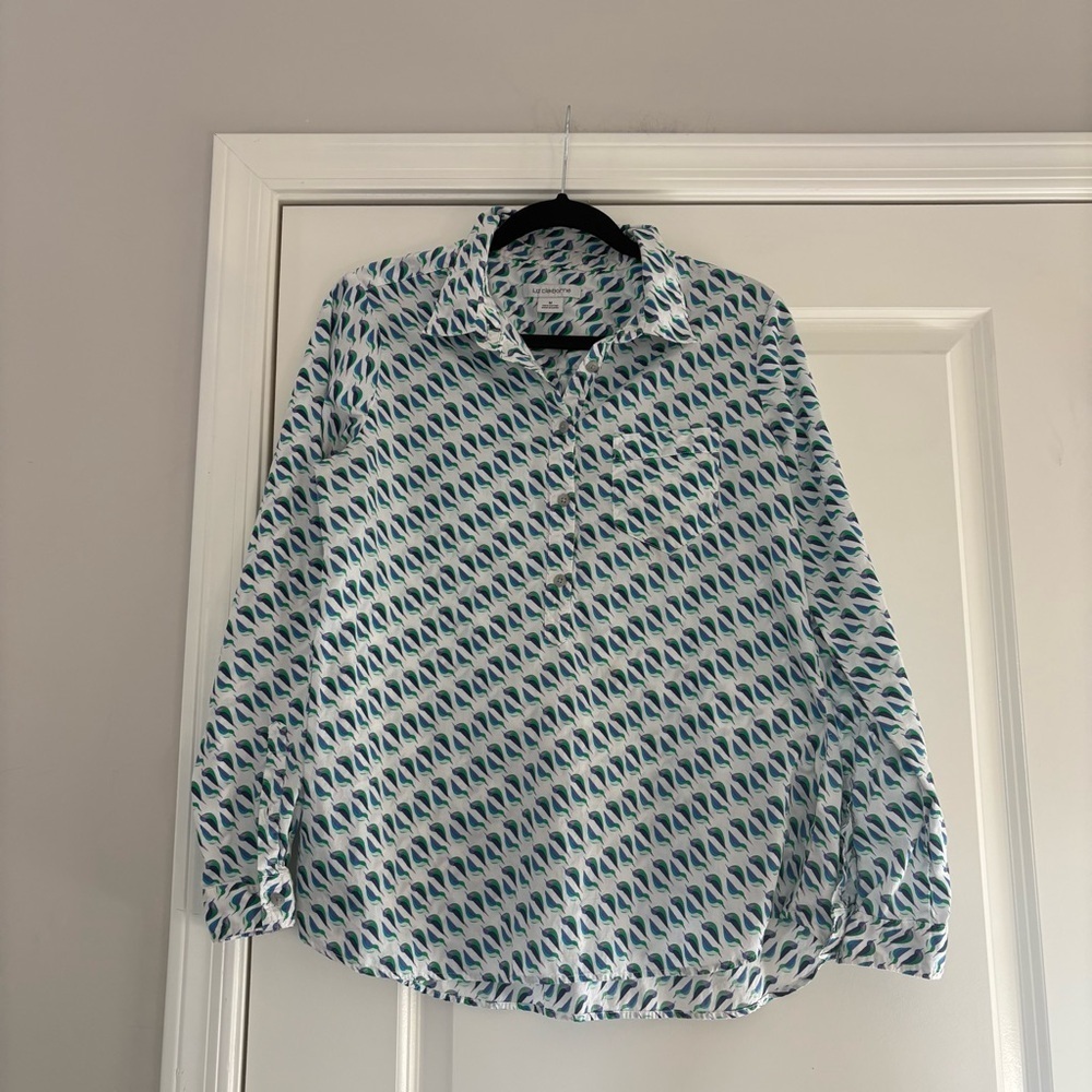 Liz Claiborne Women’s Blue Bird Patterned Cotton Shirt